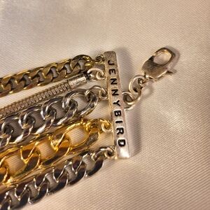 105. Jenny Bird 2tone Silver & Gold Bracelet , 6.5-8"